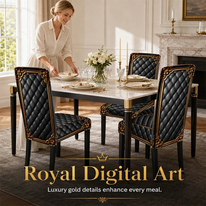 Black Gold Stretch Dining Chair Cover Product Image 06