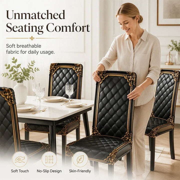 Black Gold Stretch Dining Chair Cover Product Image 07