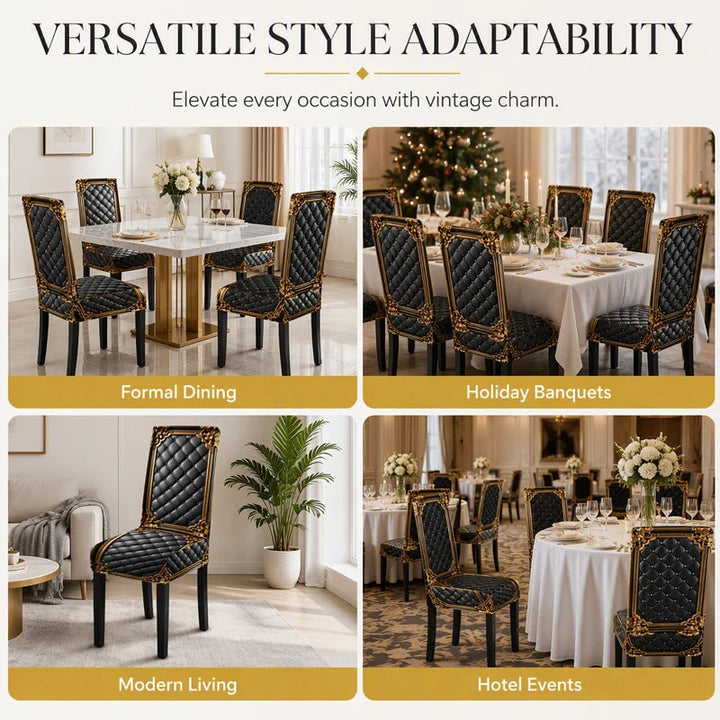 Black Gold Stretch Dining Chair Cover Product Image 08
