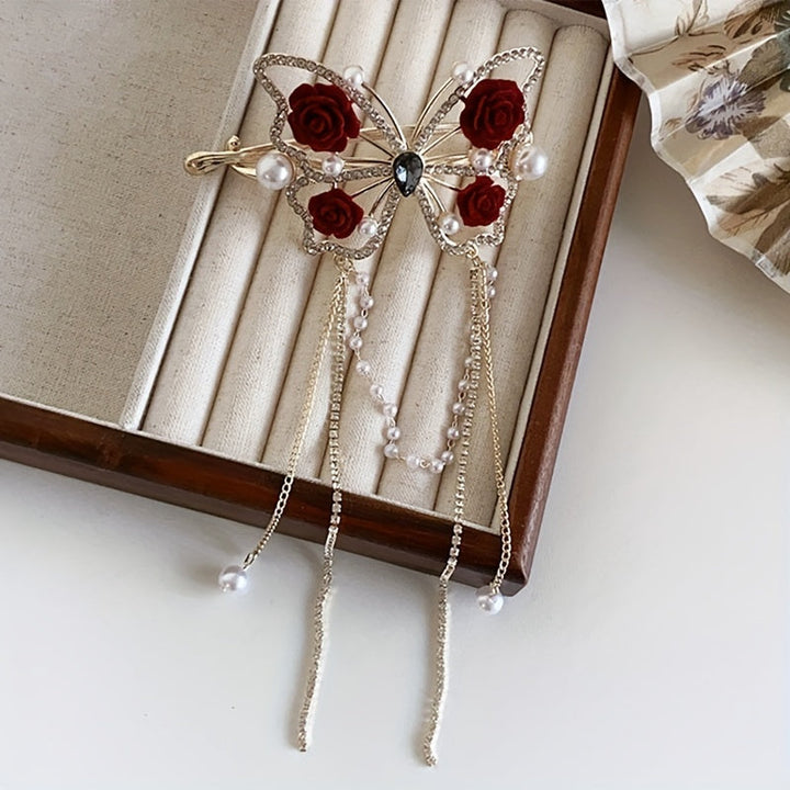 Blooming Butterfly Rhinestone Hair Pin Product Image 02