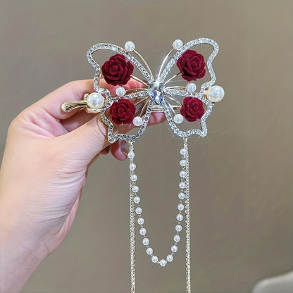 Blooming Butterfly Rhinestone Hair Pin Product Image 03