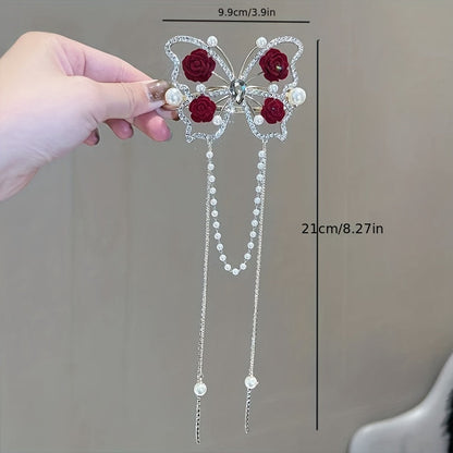 Blooming Butterfly Rhinestone Hair Pin Product Image 04