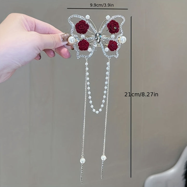 Blooming Butterfly Rhinestone Hair Pin Product Image 04