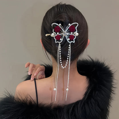 Blooming Butterfly Rhinestone Hair Pin Product Image 05