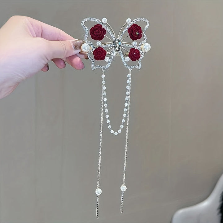Blooming Butterfly Rhinestone Hair Pin Product Image 07