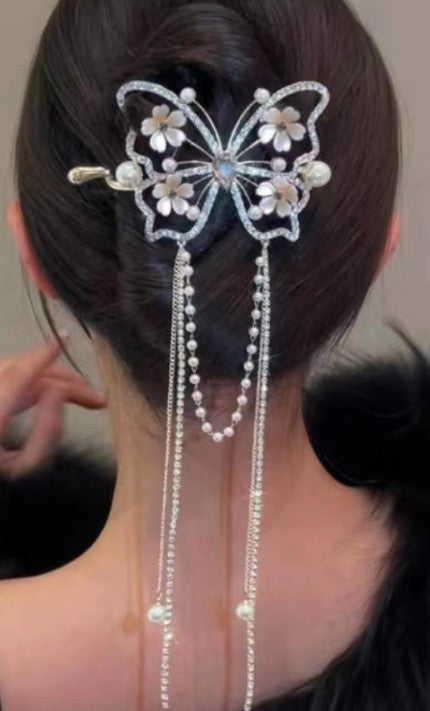 Blooming Butterfly Rhinestone Hair Pin Product Image 09