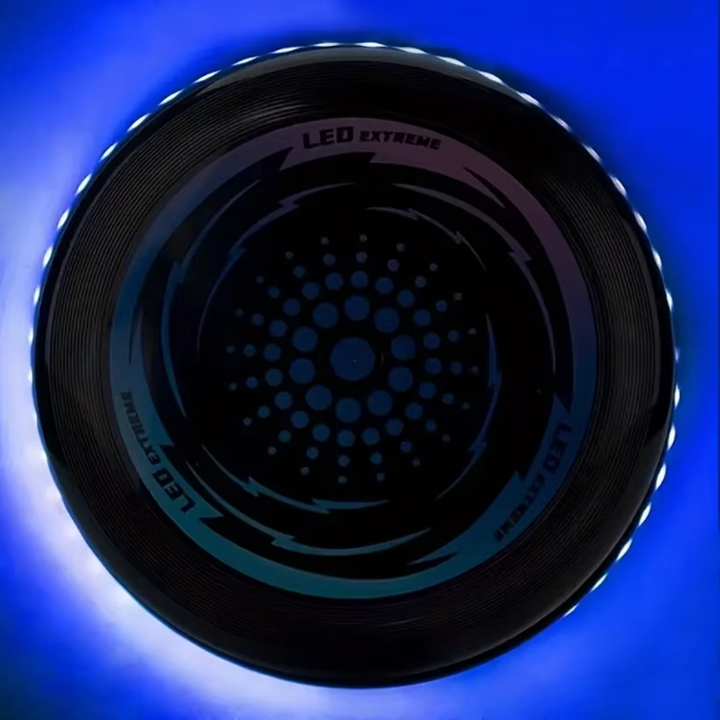 Blue light option of the LED flying disc, shown from above