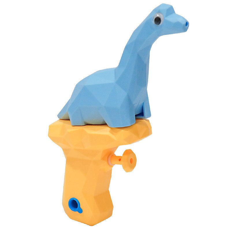 Blue long-neck dinosaur water gun with a yellow handle.