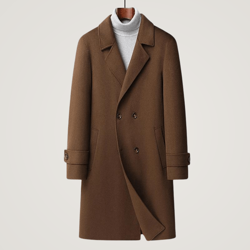 Botora — Organic Wool Trench Coat with Tailored Fit and Cozy Lining (Brown S) - | Zavonix