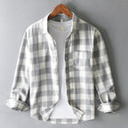 Bralenna — Men’s Brushed Cotton Flannel Shirt with Bold Check Pattern (Greem XS) - | Zavonix