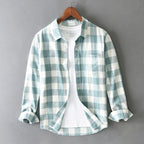 Bralenna — Men’s Brushed Cotton Flannel Shirt with Bold Check Pattern (Greem XS) - | Zavonix
