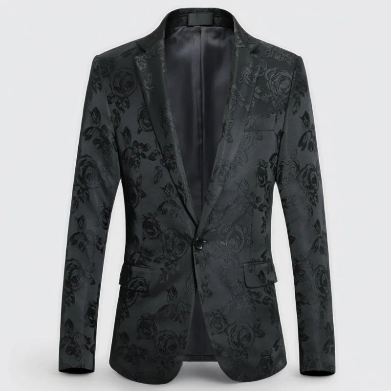 BRANSON Floral Brocade Blazer (Black XS) - | Zavonix