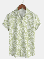 Breezevo — Men's Lightweight Cotton Summer Shirt with Floral Print (Pink S) - short | Zavonix