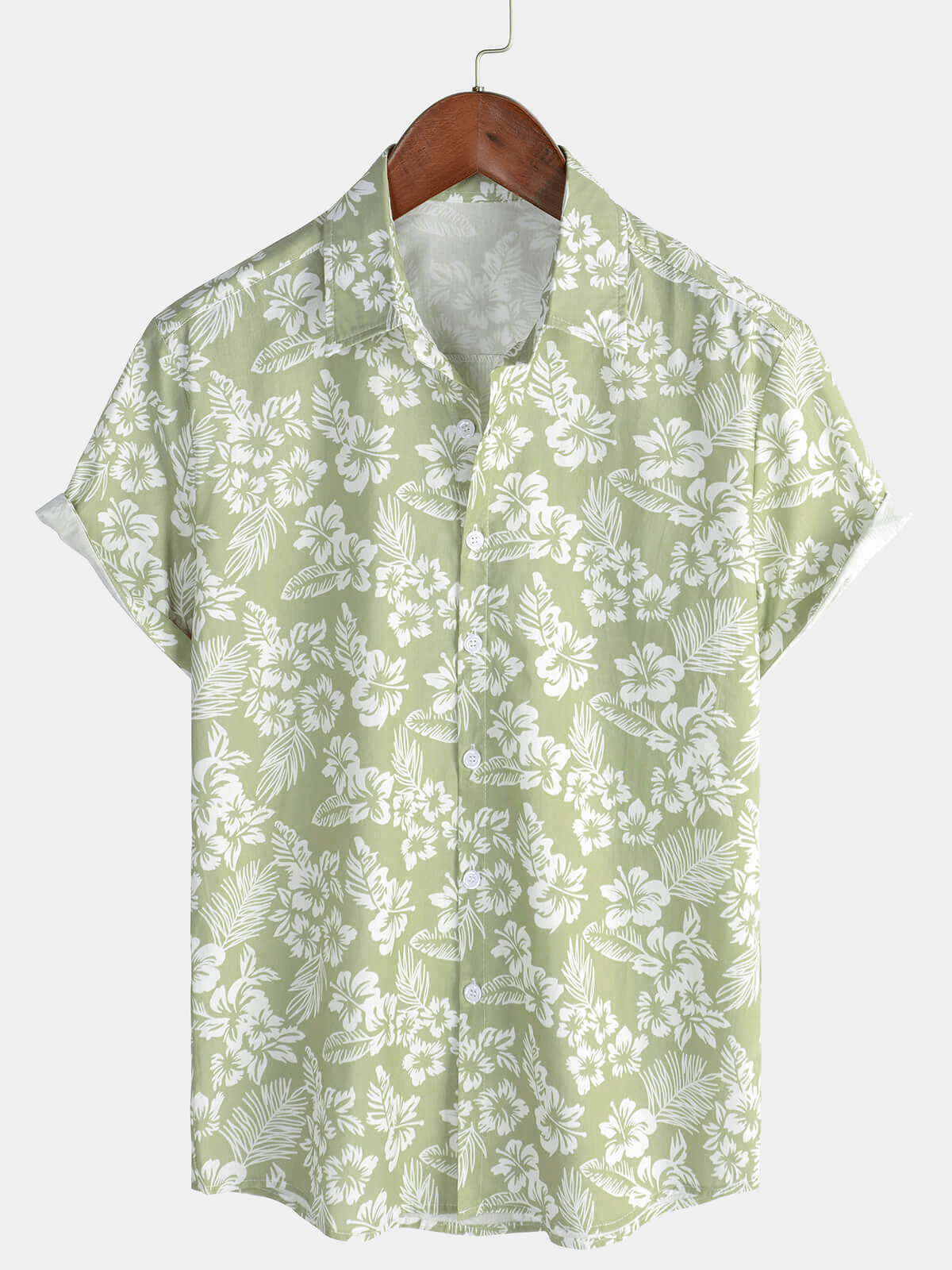 Breezevo — Men's Lightweight Cotton Summer Shirt with Floral Print (Pink S) - short | Zavonix