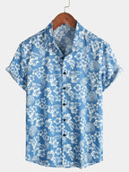 Breezevo — Men's Lightweight Cotton Summer Shirt with Floral Print (Pink S) - short | Zavonix