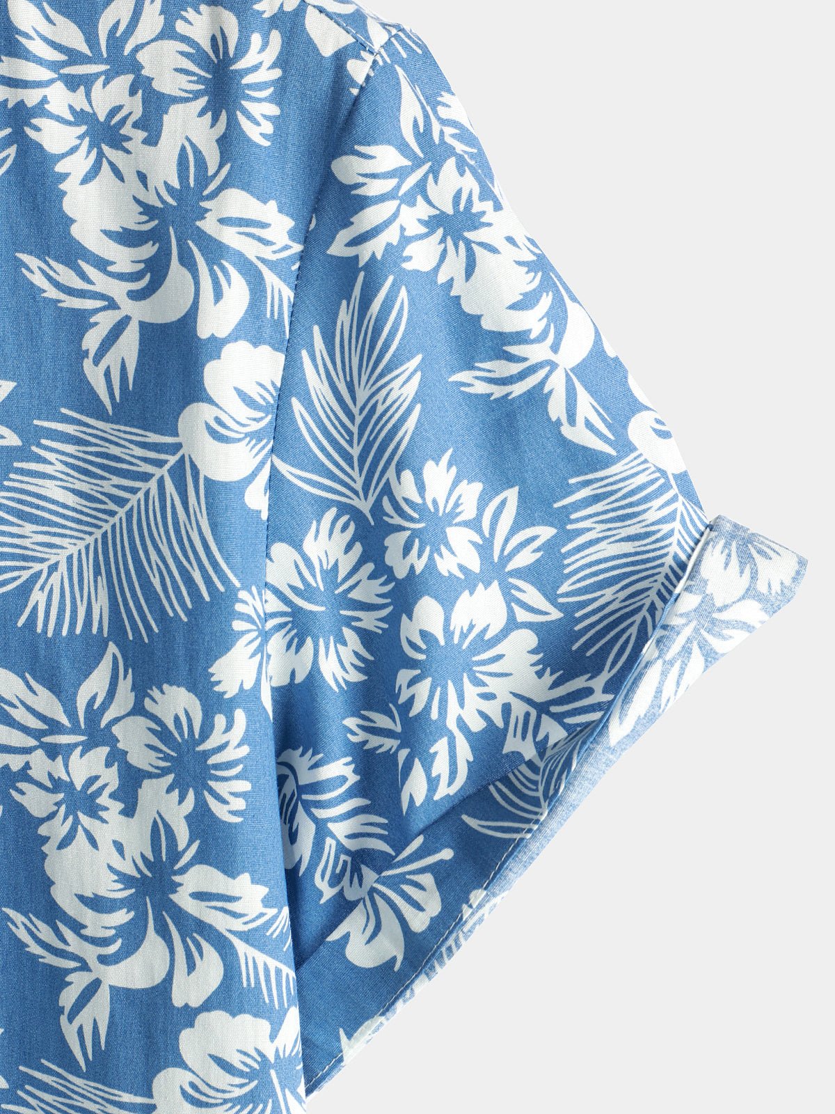 Breezevo — Men's Lightweight Cotton Summer Shirt with Floral Print (Blue S) - short | Zavonix
