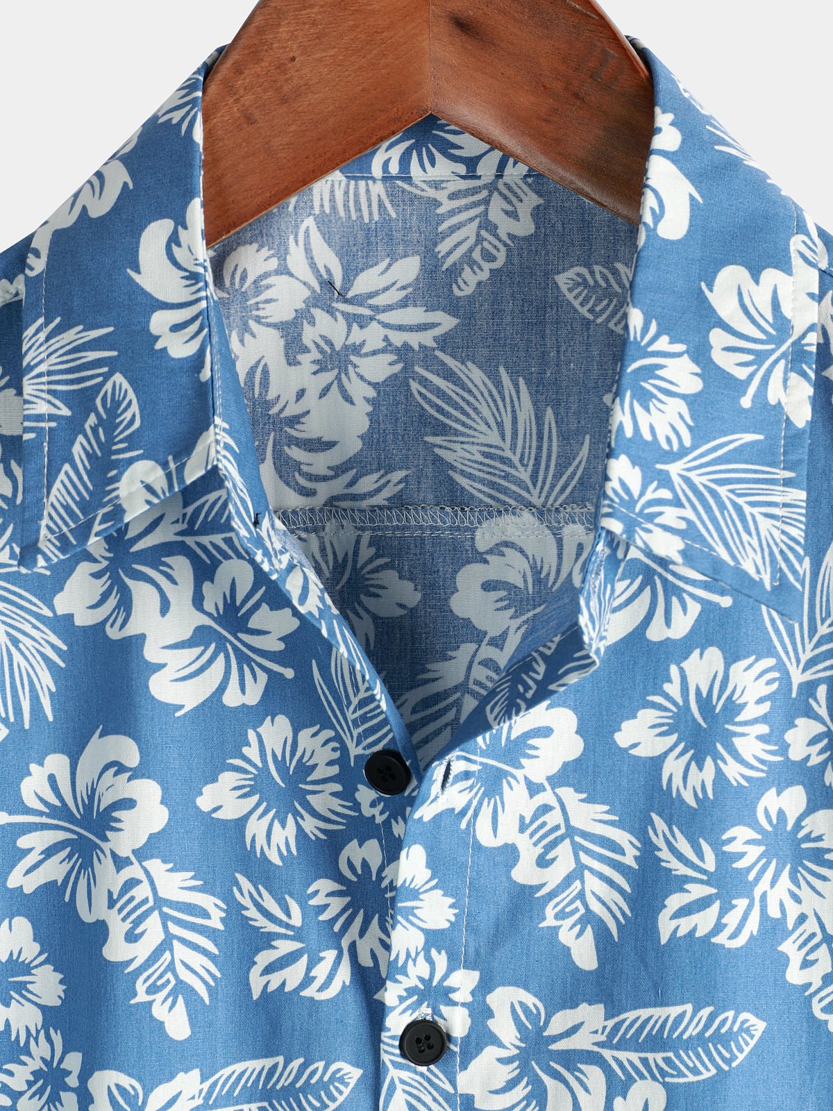 Breezevo — Men's Lightweight Cotton Summer Shirt with Floral Print (Blue S) - short | Zavonix