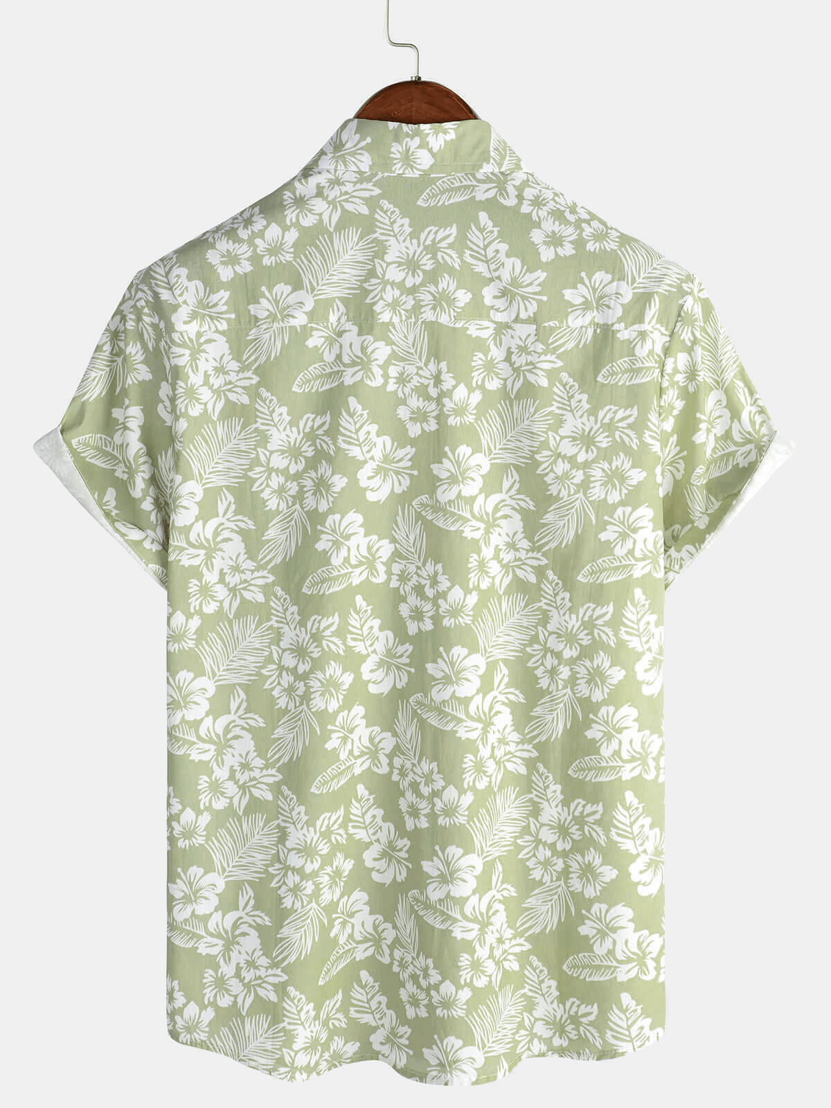 Breezevo — Men's Lightweight Cotton Summer Shirt with Floral Print (Green S) - short | Zavonix