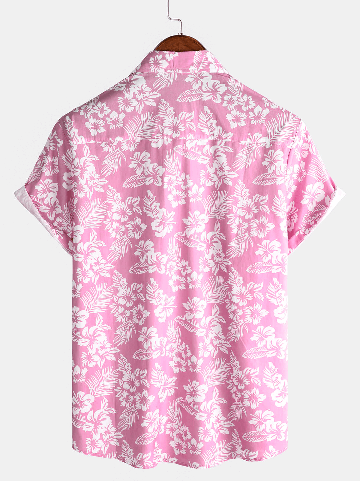 Breezevo — Men's Lightweight Cotton Summer Shirt with Floral Print (Pink S) - short | Zavonix