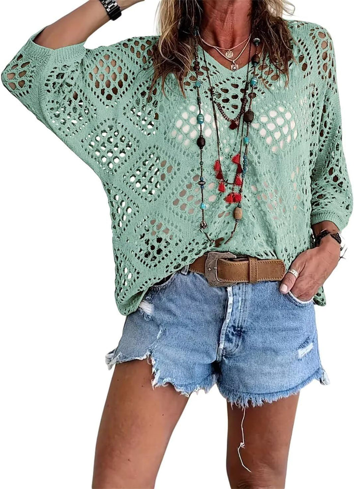 Breezy Crochet V Neck Summer Layer Product Image 02