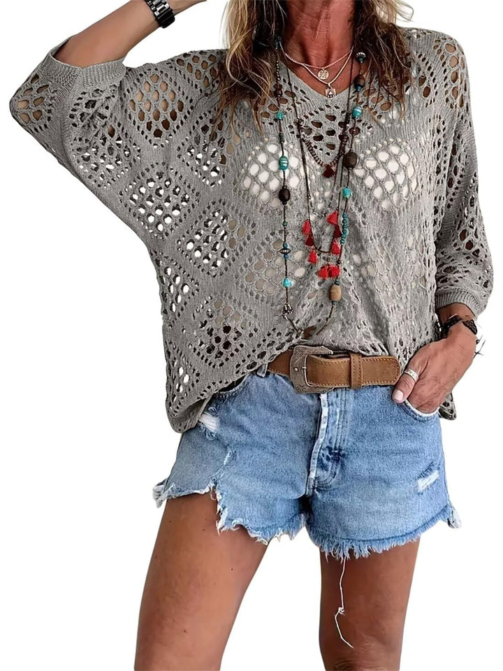 Breezy Crochet V Neck Summer Layer Product Image 03