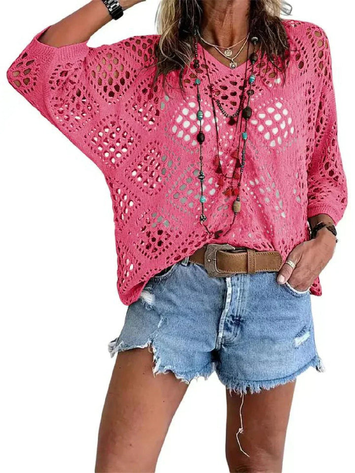 Breezy Crochet V Neck Summer Layer Product Image 07