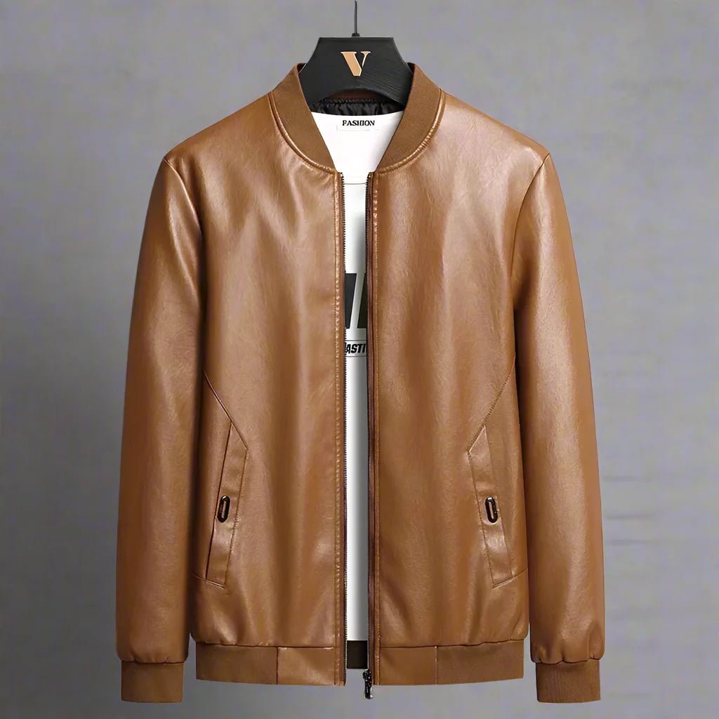 "Brentford" Plant - Based Leather Jacket (Brown XS) - | Zavonix