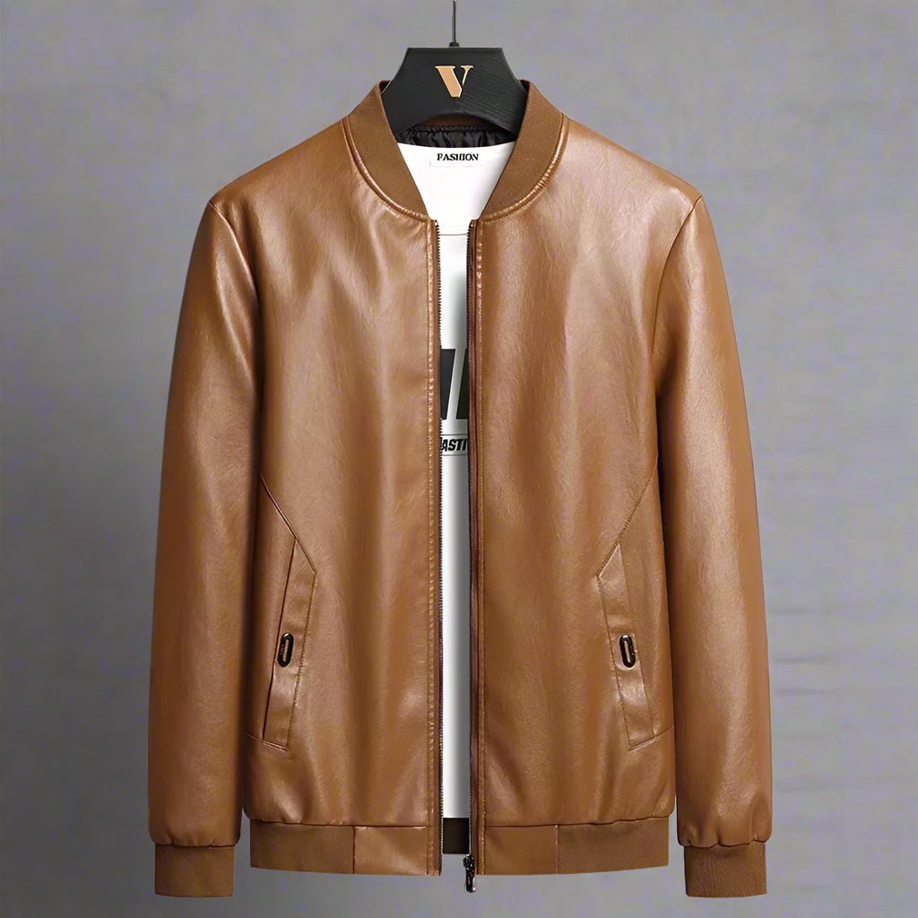 "Brentford" Plant - Based Leather Jacket (Brown XS) - | Zavonix