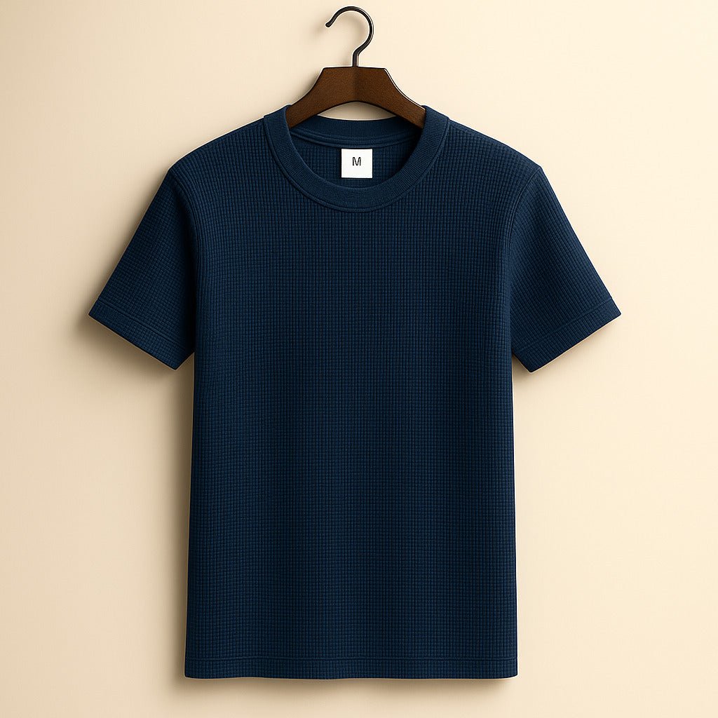 Bresson Waffle Knit Shirt (Blue S) - | Zavonix