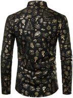 Breva Luxe — Men’s Shiny Long Sleeve Christmas Shirt with Lightweight Comfort (Black S) - xmas | Zavonix