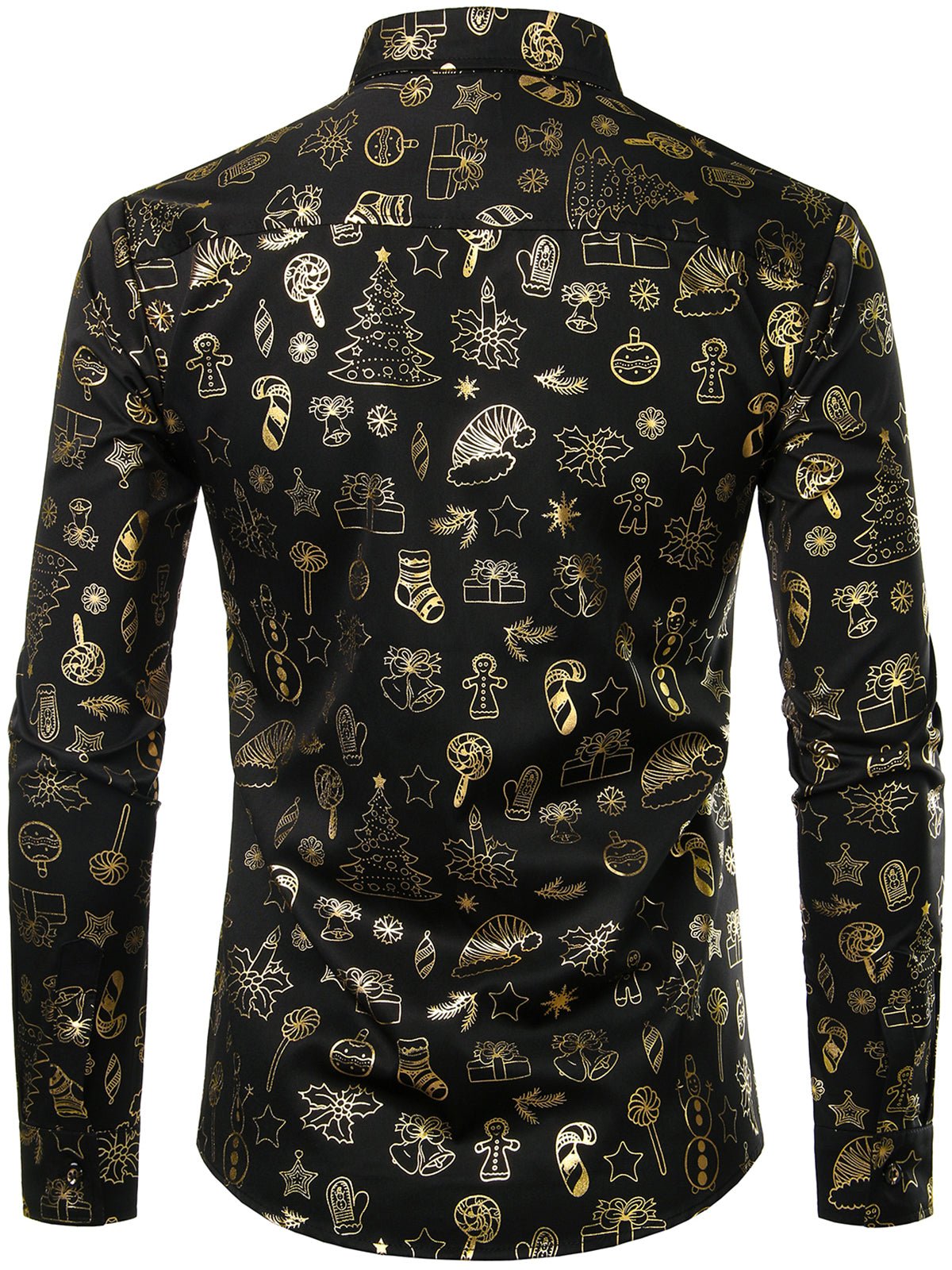 Breva Luxe — Men’s Shiny Long Sleeve Christmas Shirt with Lightweight Comfort (Black S) - xmas | Zavonix
