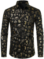 Breva Luxe — Men’s Shiny Long Sleeve Christmas Shirt with Lightweight Comfort (Black S) - xmas | Zavonix
