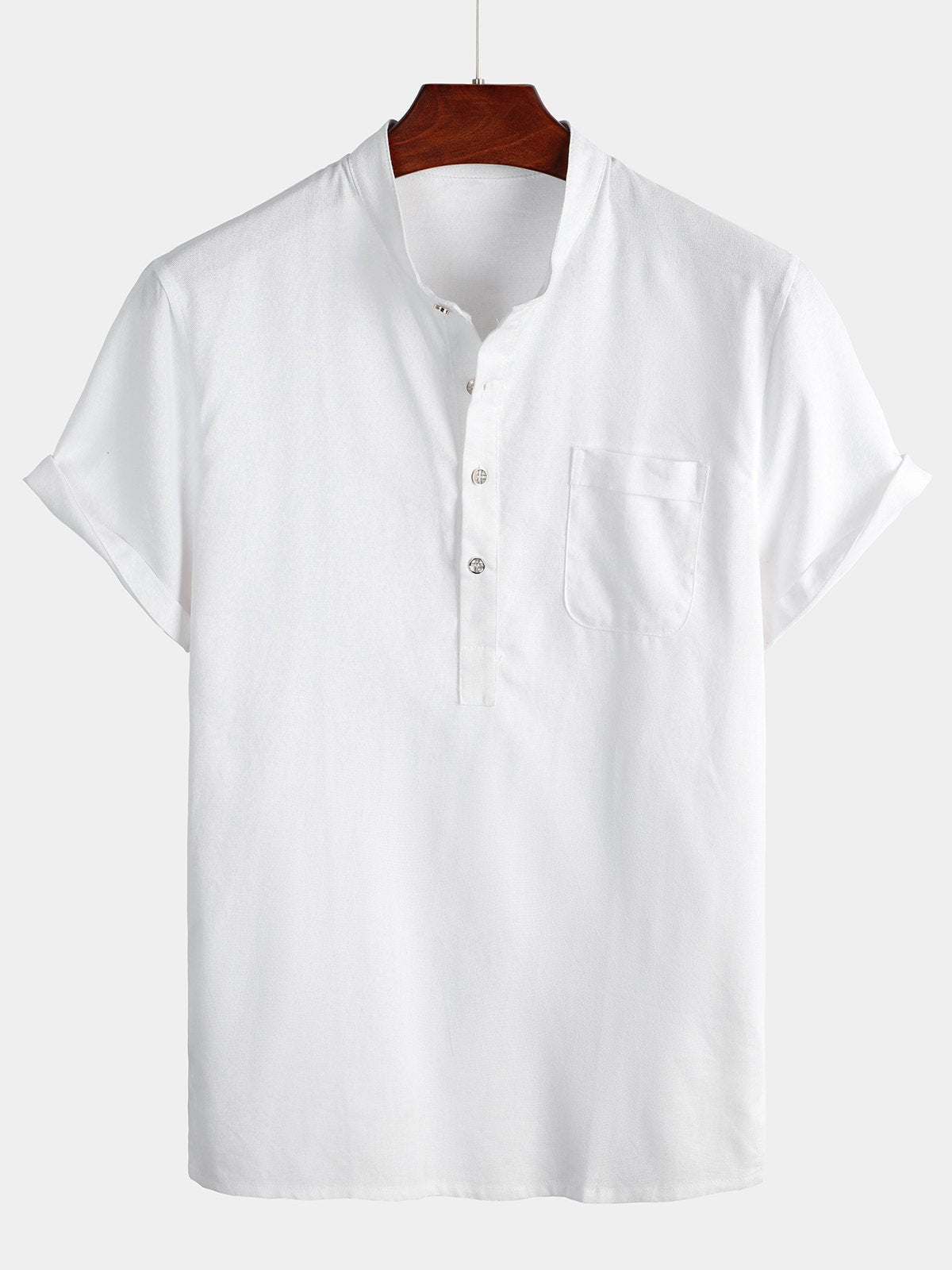 Brevin — Men’s Linen Cotton Shirt with Chest Pocket - short - Zavonix