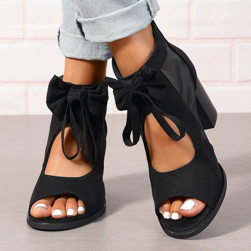 Bria Bow Open Toe Block Heel Sandals Product Image 01