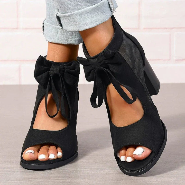 Bria Bow Open Toe Block Heel Sandals Product Image 01