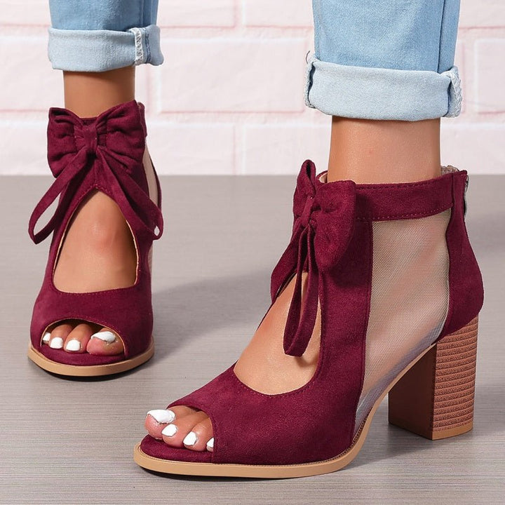 Bria Bow Open Toe Block Heel Sandals Product Image 04