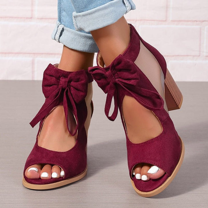 Bria Bow Open Toe Block Heel Sandals Product Image 07