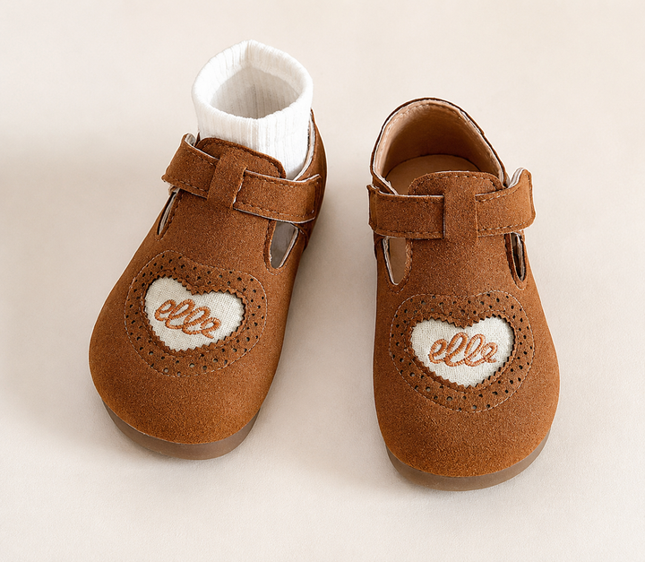 Brown heart-detail kids&