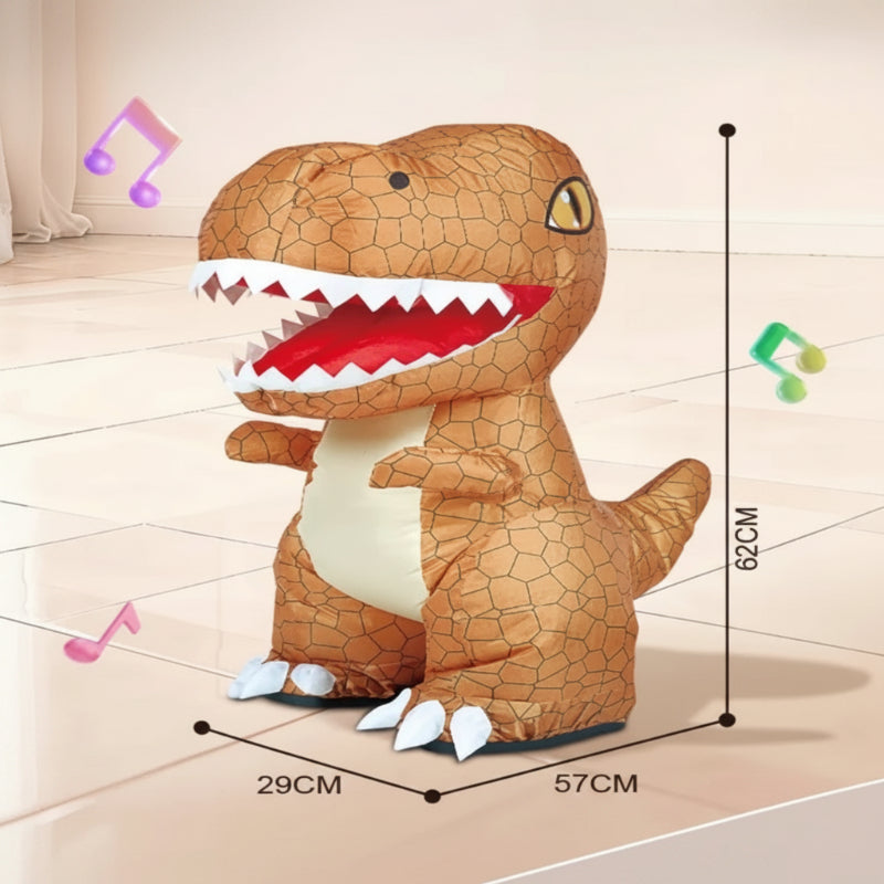 Brown inflatable T. rex measuring 57 cm long, 29 cm wide and 62 cm tall