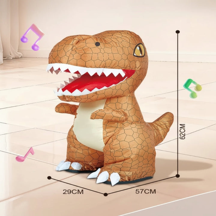 Brown inflatable T. rex measuring 57 cm long, 29 cm wide and 62 cm tall