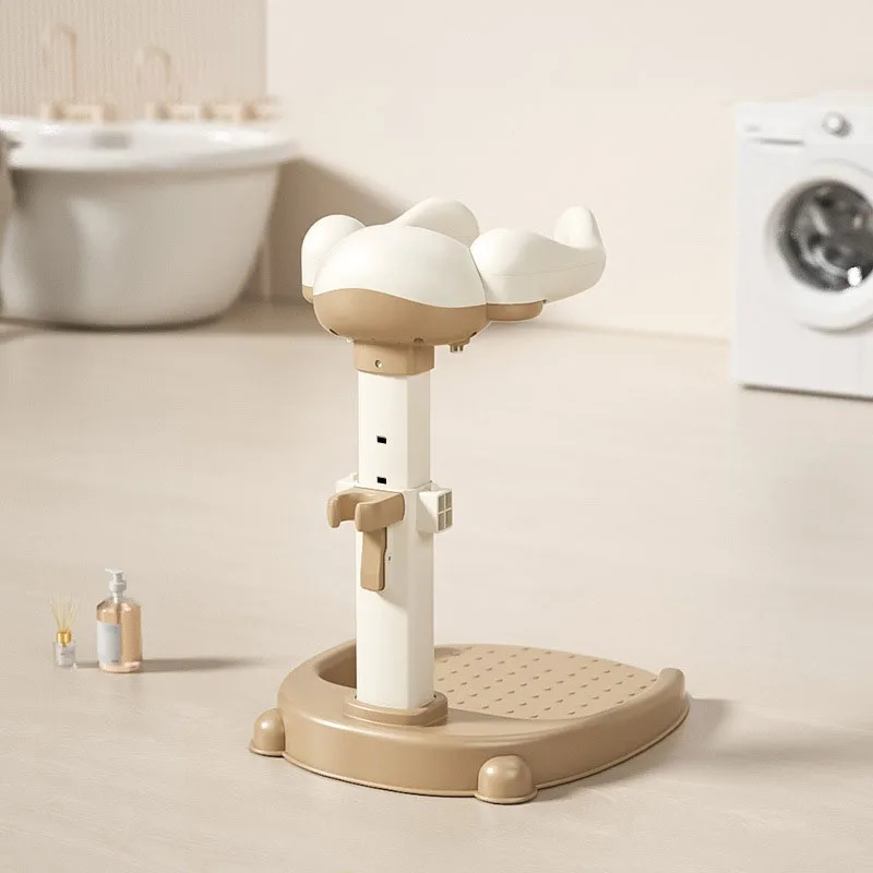 Brown toddler shower stand without a stool