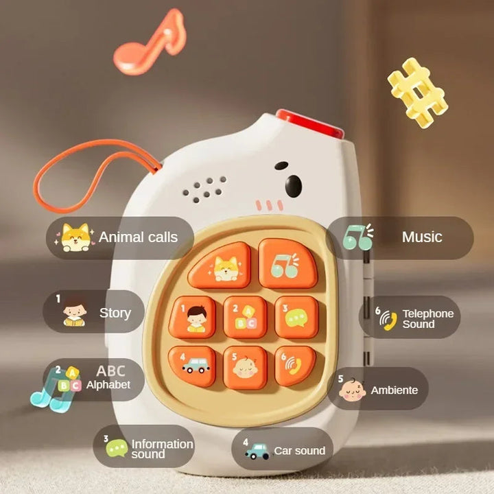 Activity case with labeled music, animal, story, alphabet, telephone, and car sound functions