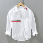 Liora — Ultra-Light Linen Shirt with Minimal Two-Stripe Design