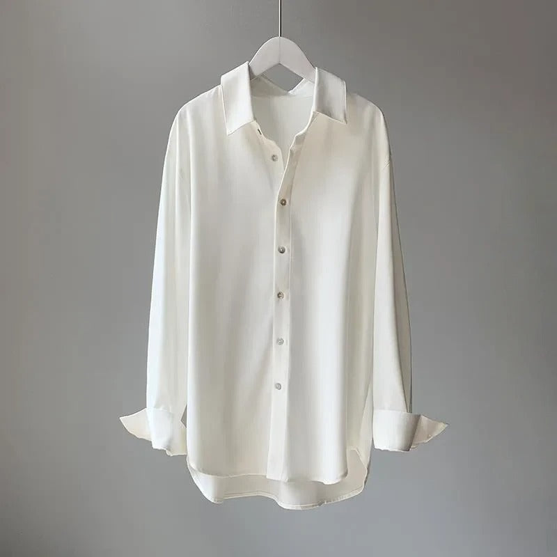 Silk-Infused Soft Blouse with Flowing Silhouette and Delicate Sheen
