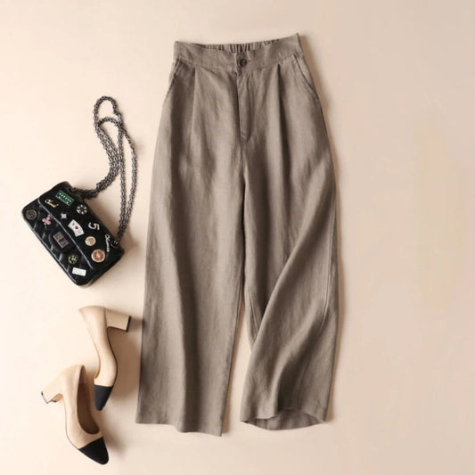 Liora Linen Trousers — Lightweight Wide-Leg Pants with Tailored Waist