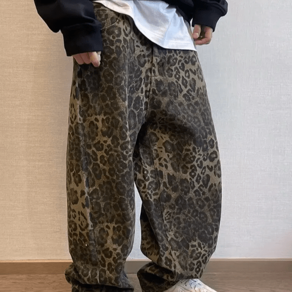 Cheetah Pattern Denim Pants for Men (Animal XS) - | Zavonix