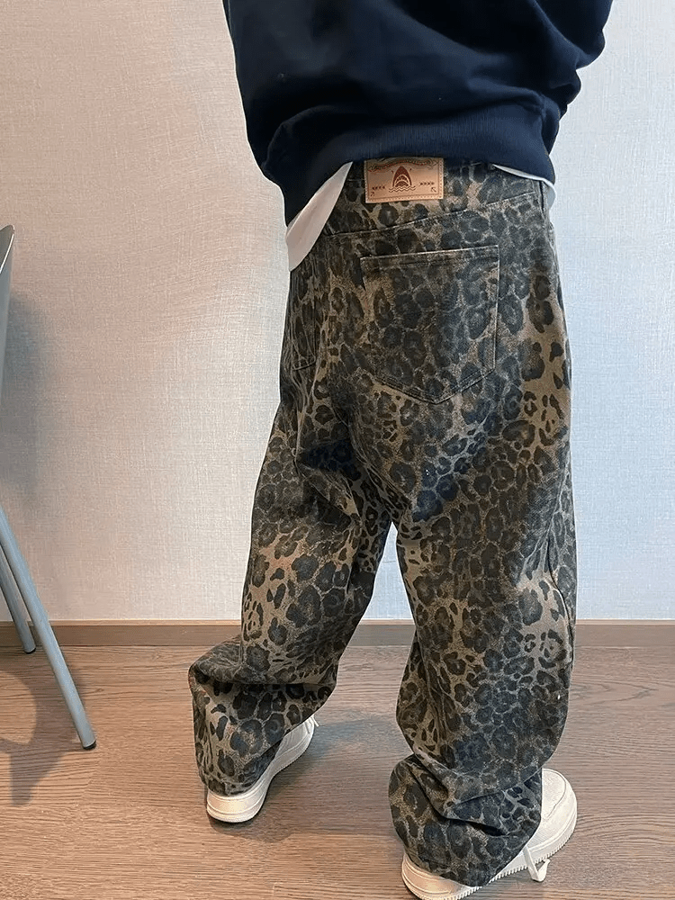 Cheetah Pattern Denim Pants for Men (Animal XS) - | Zavonix