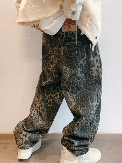 Cheetah Pattern Denim Pants for Men (Animal XS) - | Zavonix