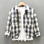 Calwen — Breathable Cotton - Linen Plaid Shirt with Dual Pockets (Blue XS) - | Zavonix