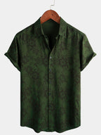 Calenzo — Men's Lightweight Viscose Summer Shirt with Retro Floral Design (S ) - short | Zavonix